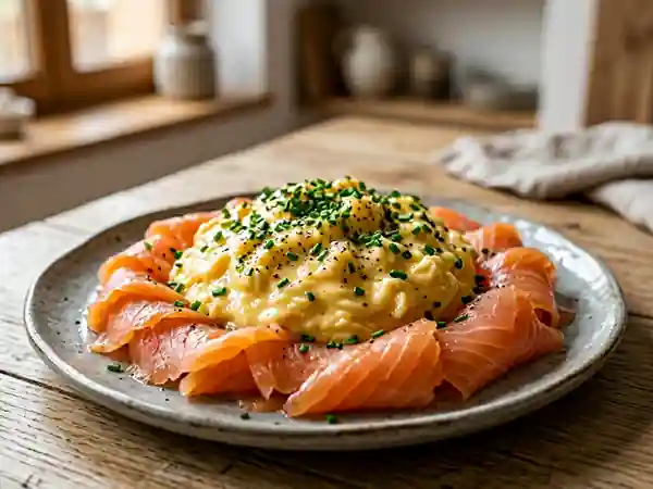 Couronne gourmande d'œufs brouillés au saumon fumé - Photo de présentation
