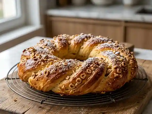 Couronne moelleuse aux noisettes : recette traditionnelle du Haselnuskranz - Photo de présentation