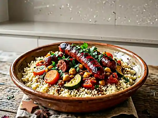 Couscous aux merguez grillées et légumes fondants - Photo de présentation