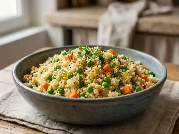Couscous aux petits pois et carottes épicées - Photo de présentation