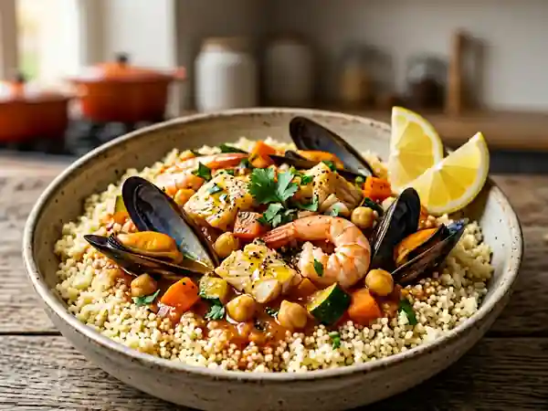 Couscous marin aux poissons fondants et épices - Photo de présentation