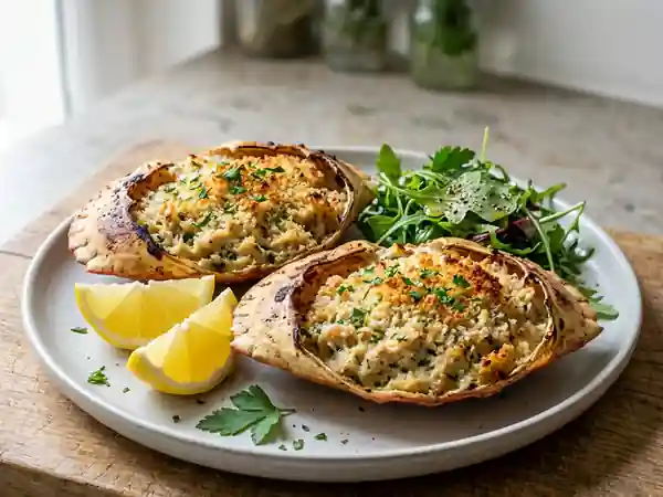 Crabes farcis au four : recette savoureuse et facile - Photo de présentation