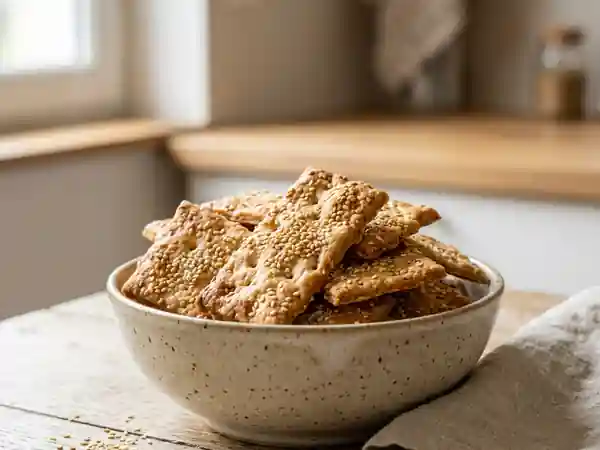 Crackers croustillants au sésame et huile d'olive - Photo de présentation