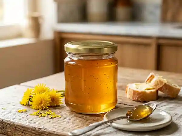 Miel de pissenlit doré et citronné - Photo de présentation
