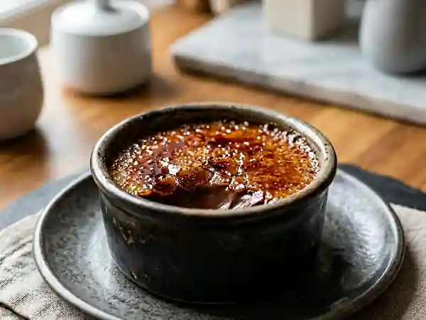 Crème brûlée au chocolat noir fondant - Photo de présentation