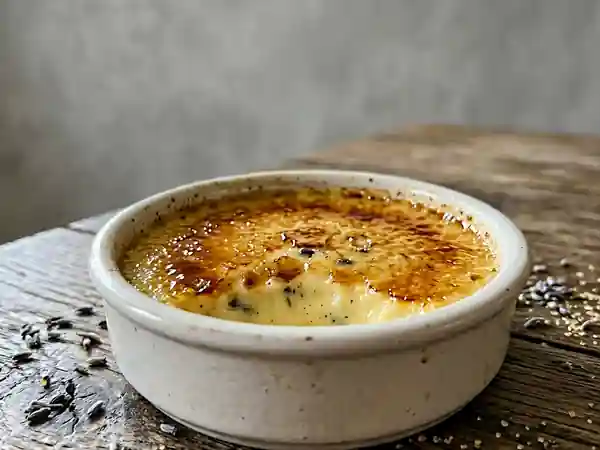 Crème brûlée délicate à la lavande - Photo de présentation