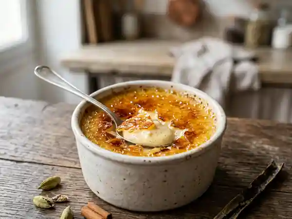 Crème Brûlée Indienne : Petit Pot Gourmand aux Épices - Photo de présentation