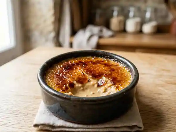 Crème brûlée fondante au beurre de cacahuète - Photo de présentation