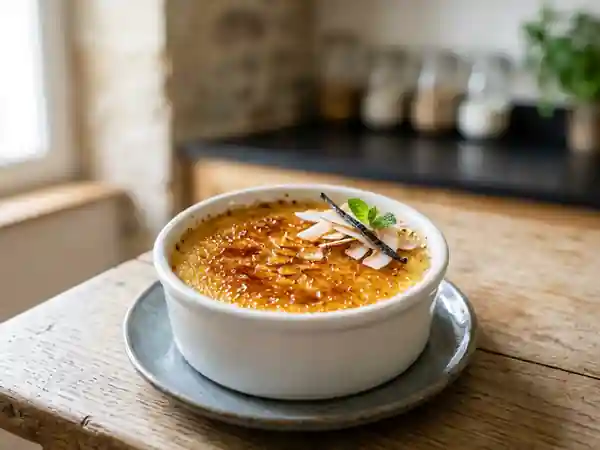 Crème brûlée onctueuse au lait de coco - Photo de présentation
