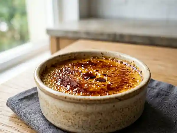 Crème brûlée onctueuse et parfumée à la vanille - Photo de présentation