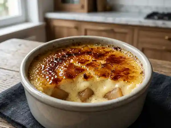 Crème brûlée fondante poire et vanille - Photo de présentation