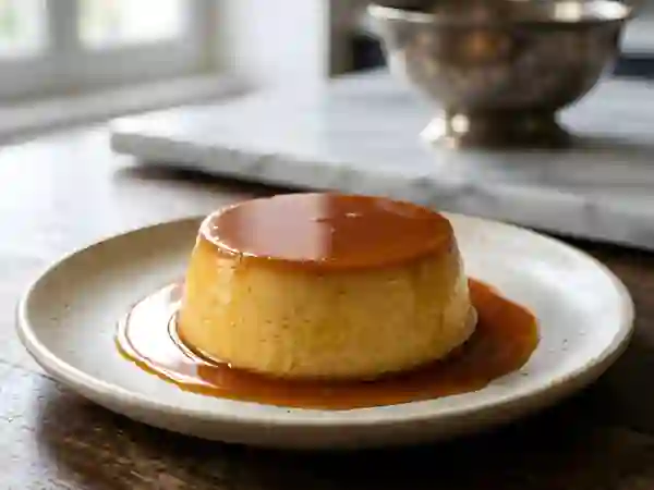 Crème caramel fondante et ambrée - Photo de présentation