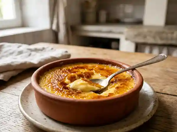 Crème catalane fondante et sa croûte ambrée - Photo de présentation