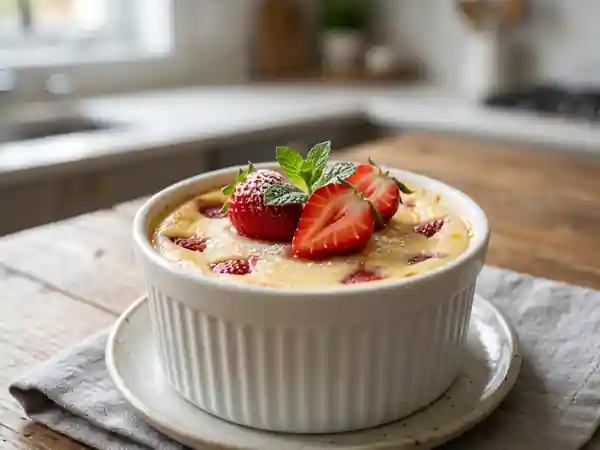 Crème Cuite Onctueuse et Fraises Fraîches - Photo de présentation