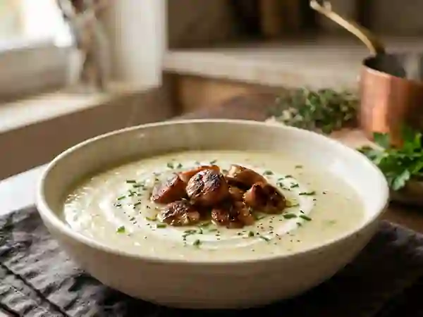 Crème de poireaux et chipolatas croustillantes - Photo de présentation