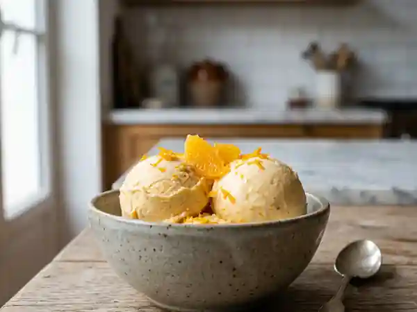 Crème glacée fondante orange et Grand Marnier - Photo de présentation