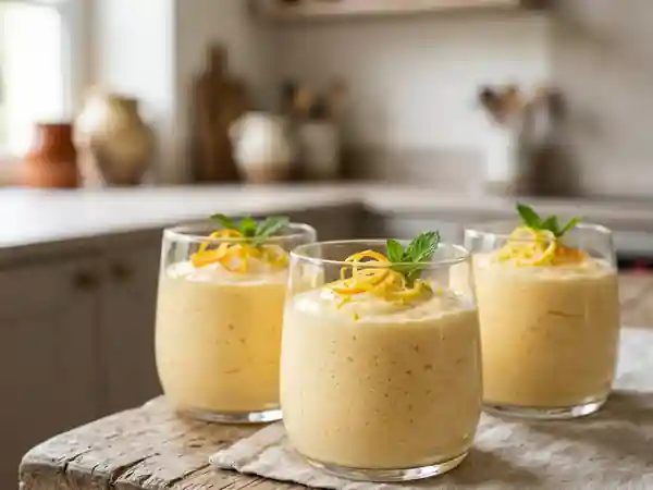 Crème mousseuse à l'orange et au citron : dessert frais et léger - Photo de présentation