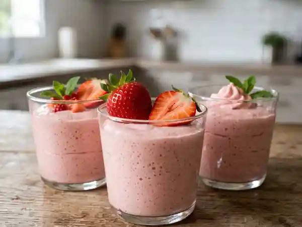 Mousse fondante aux fraises fraîches - Photo de présentation