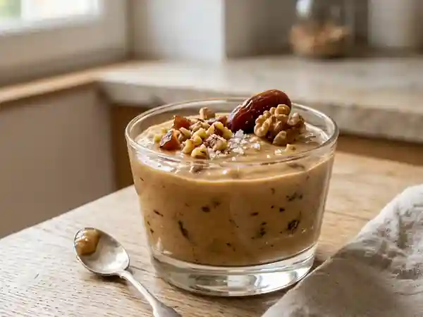 Crème fondante aux dattes et éclats de noix - Photo de présentation