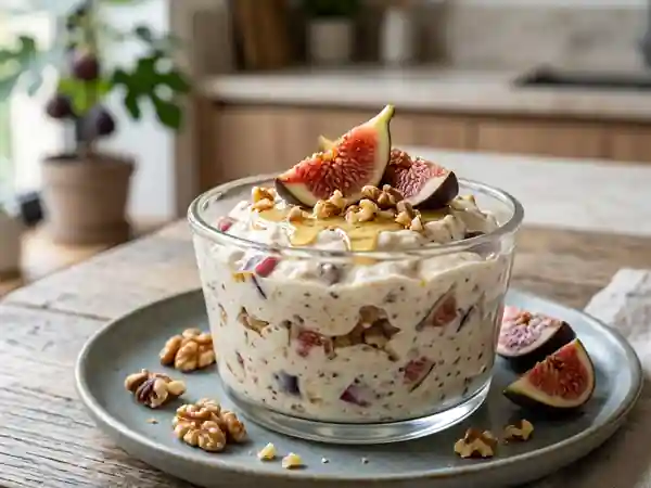 Crème onctueuse aux figues et éclats de noix - Photo de présentation