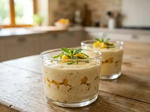 Crème veloutée aux pêches et vanille fraîche - Photo de présentation