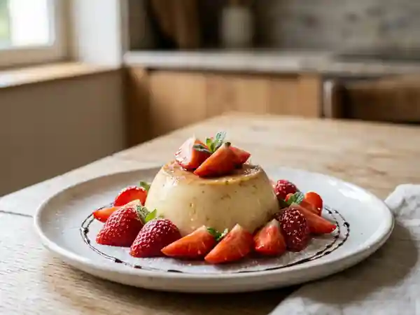 Crème renversée fondante aux fraises - Photo de présentation