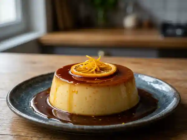 Crème renversée caramélisée à l'orange : dessert fondant et parfumé - Photo de présentation