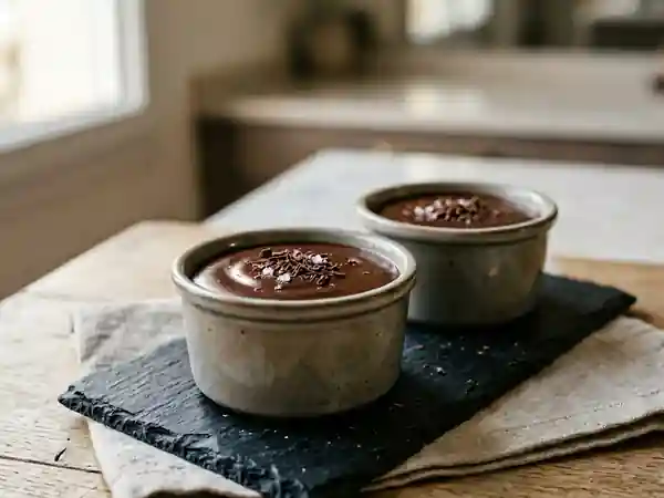 Crèmes fondantes au chocolat noir intense - Photo de présentation