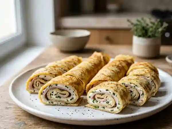 Roulés de crêpes jambon-fromage croustillants - Photo de présentation