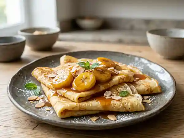 Crêpes à la banane flambées : dessert gourmand et facile - Photo de présentation