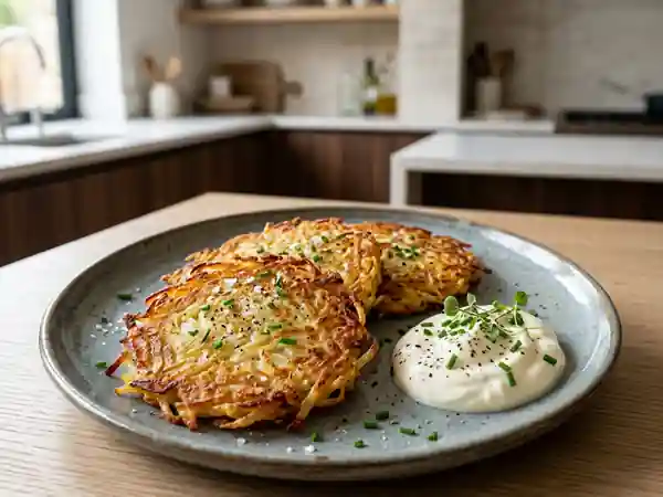 Crêpes de pommes de terre croustillantes et savoureuses - Photo de présentation