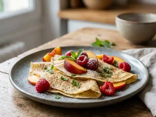 Crêpes Fondantes aux Nectarines et Framboises - Photo de présentation