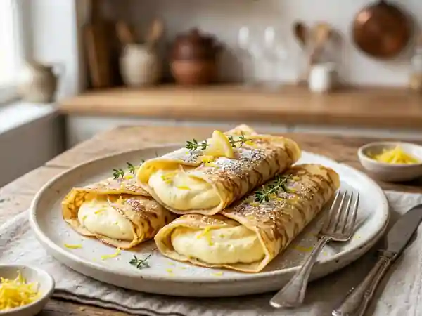 Crêpes fines au cœur citronné soufflé - Photo de présentation