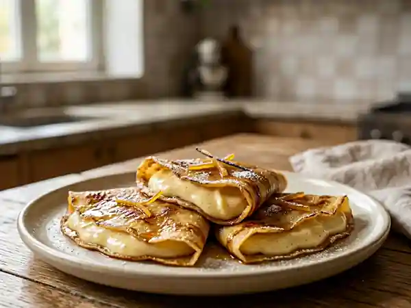 Crêpes Flambées au Rhum et Crème Vanille - Photo de présentation