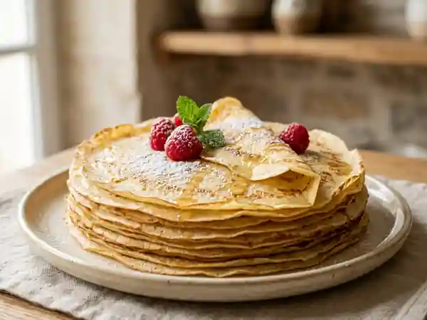 Crêpes légères et moelleuses au lait entier : recette facile et rapide - Photo de présentation