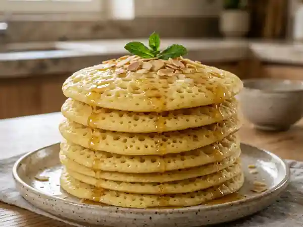 Crêpes marocaines traditionnelles moelleuses et savoureuses - Photo de présentation