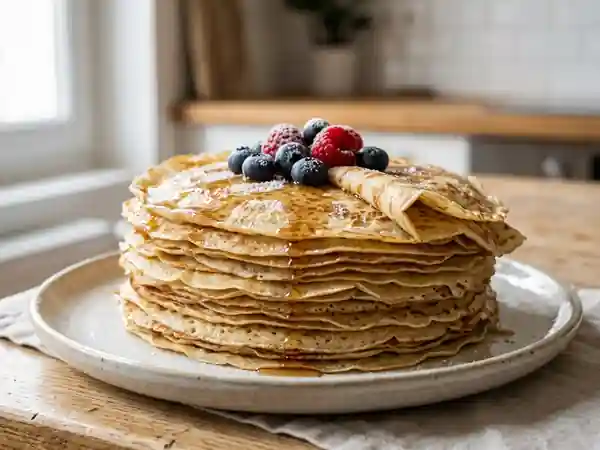 Crêpes moelleuses sans lait : recette facile et gourmande - Photo de présentation