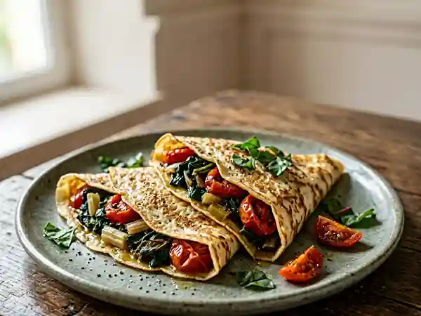 Crêpes fondantes aux blettes et tomates - Photo de présentation