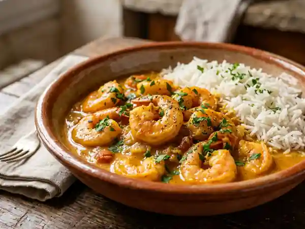 Crevettes au curry à l'africaine : recette savoureuse et épicée - Photo de présentation