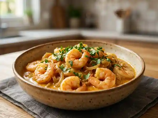 Crevettes au curry rapide et savoureuses pour un repas complet - Photo de présentation
