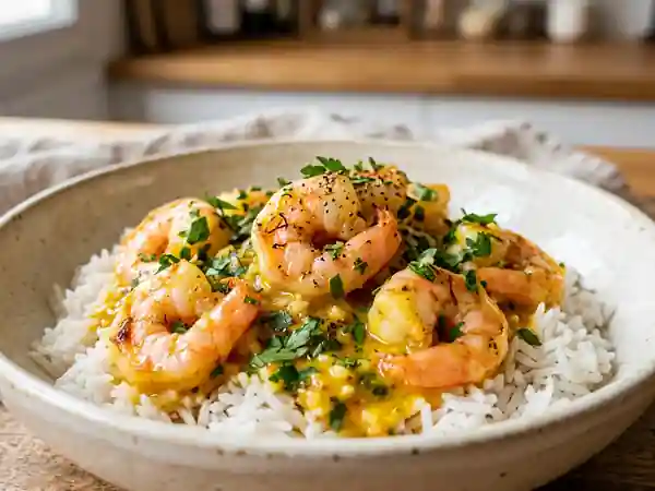 Crevettes persillées au safran : recette savoureuse et facile - Photo de présentation
