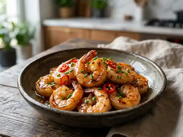 Crevettes laquées au miel et vinaigre - Photo de présentation