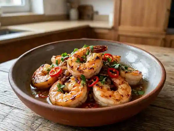 Crevettes Sautées au Litchi et Piment - Photo de présentation