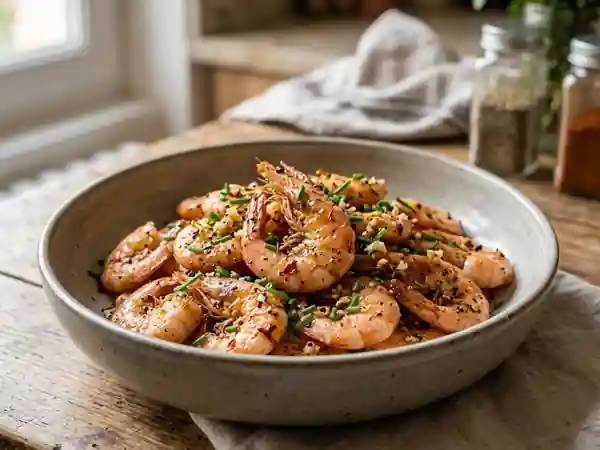 Crevettes croustillantes au poivre et piment - Photo de présentation