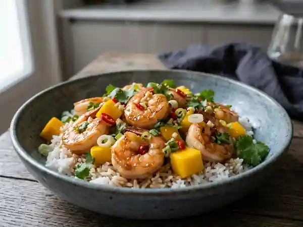 Crevettes Thaï au Wok et Mangue Fondante - Photo de présentation