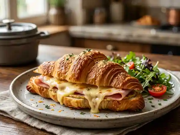 Croissant au jambon gratiné et fondant - Photo de présentation