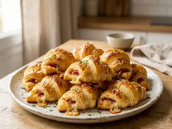 Mini-croissants feuilletés au jambon et comté - Photo de présentation
