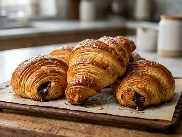 Croissants feuilletés au chocolat fondant - Photo de présentation