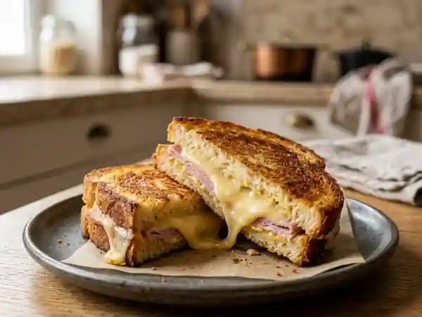 Croque à la raclette croustillant et fondant - Photo de présentation