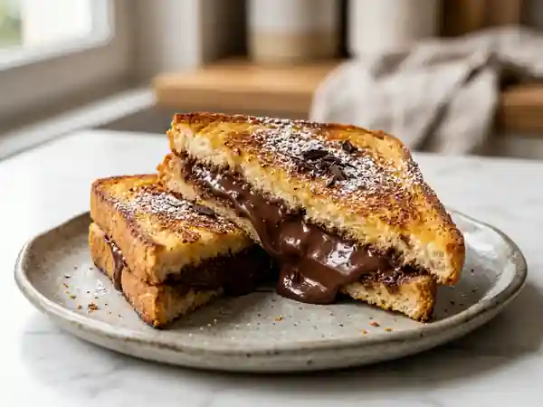 Croque au chocolat noir coulant et croustillant - Photo de présentation